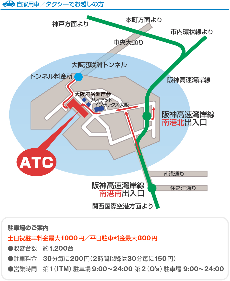 自家用車／タクシーでお越しの方